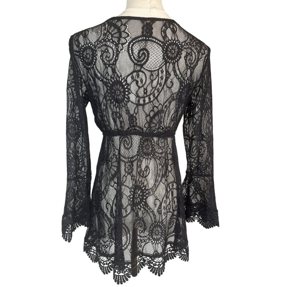 NEW Boho Gypsy XL Beach Goddess Swim Cover Up Black - Picture 4 of 13